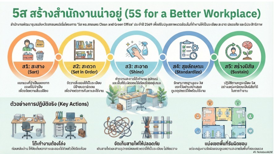 พช.พังโคน ยกเครื่ององค์กร! ขับเคลื่อนกิจกรรม ‘5S for Better Workplace’ เปลี่ยนสำนักงานให้น่าอยู่ มุ่งสู่บริการที่เป็นเลิศ